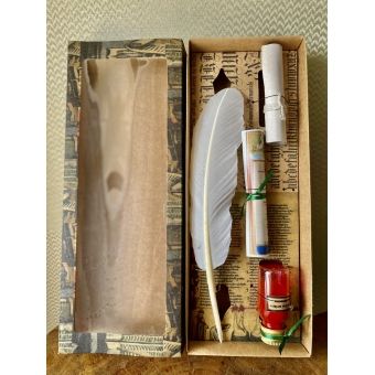 Kit caneta pena branca Salamanca