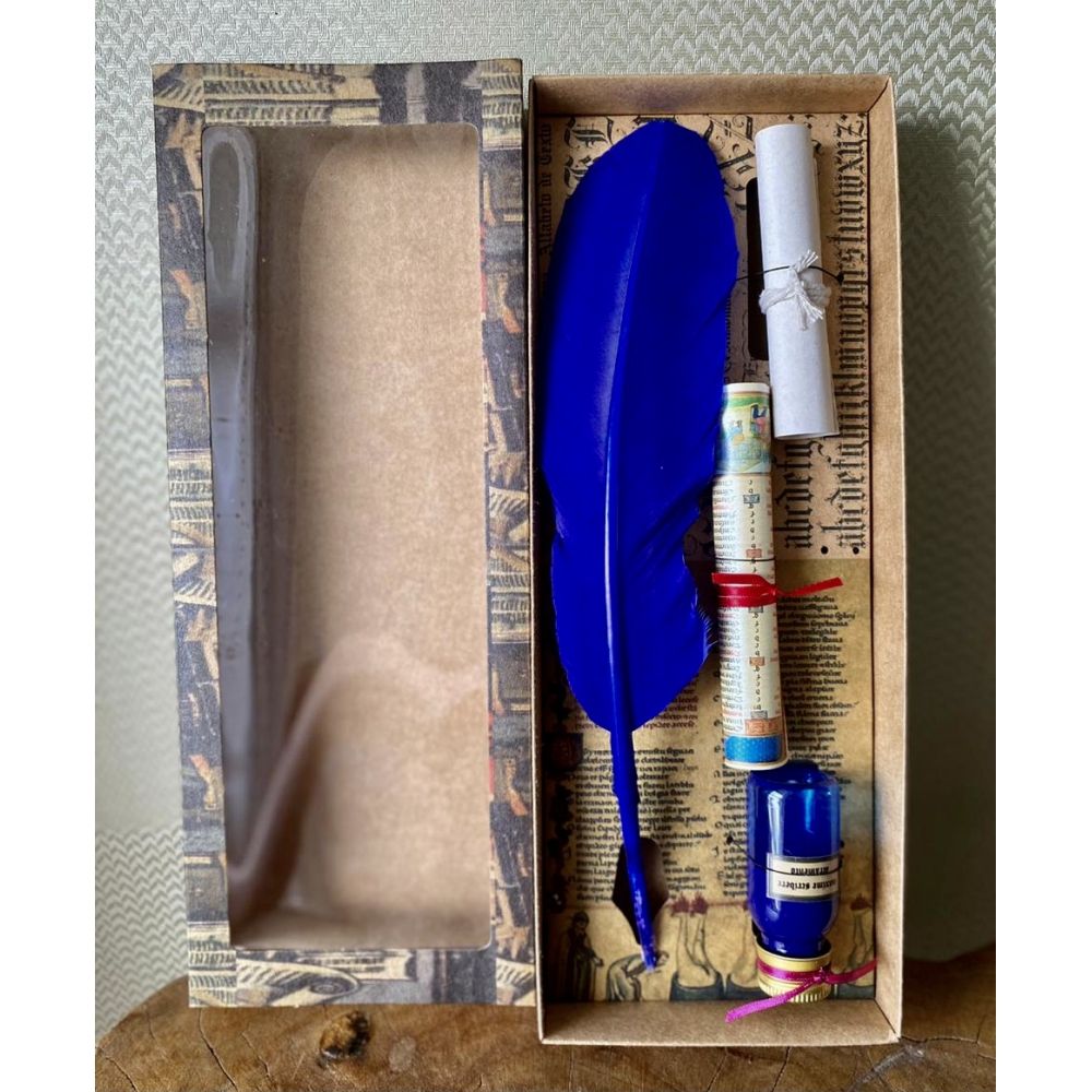 Kit caneta pena azul escuro Salamanca