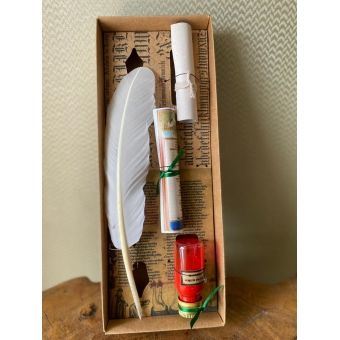 Kit caneta pena branca Salamanca